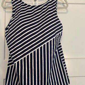 Lands End Navy and White Tankini Bathing Suit